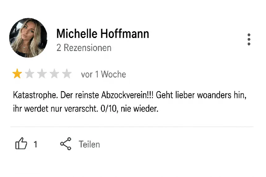 Beispiel einer negativen Google-Bewertung Nr. 4
