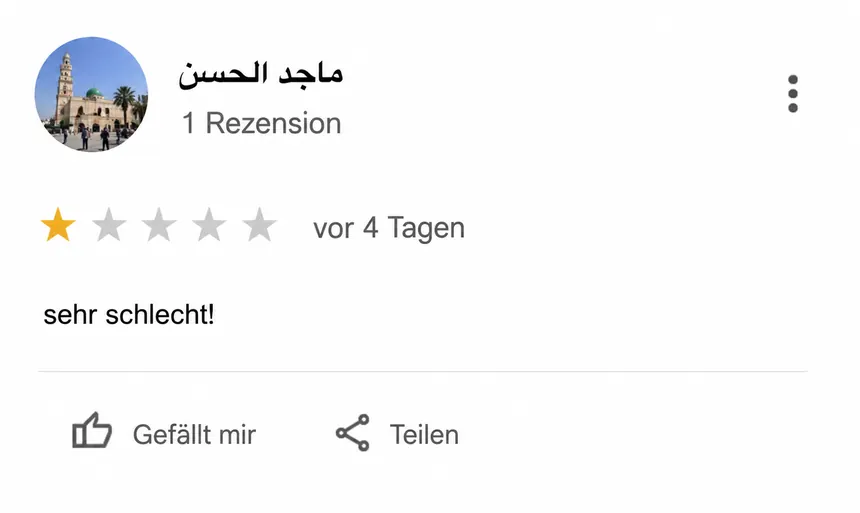 Beispiel einer negativen Google-Bewertung Nr. 9